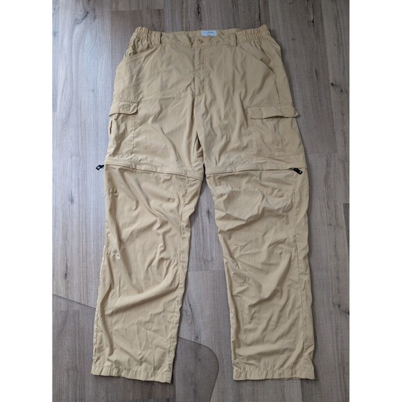 LL Bean Zip Off Pants Size L Beige Nylon Cargo Convertible Hiking Gorpcore - Picture 1 of 12